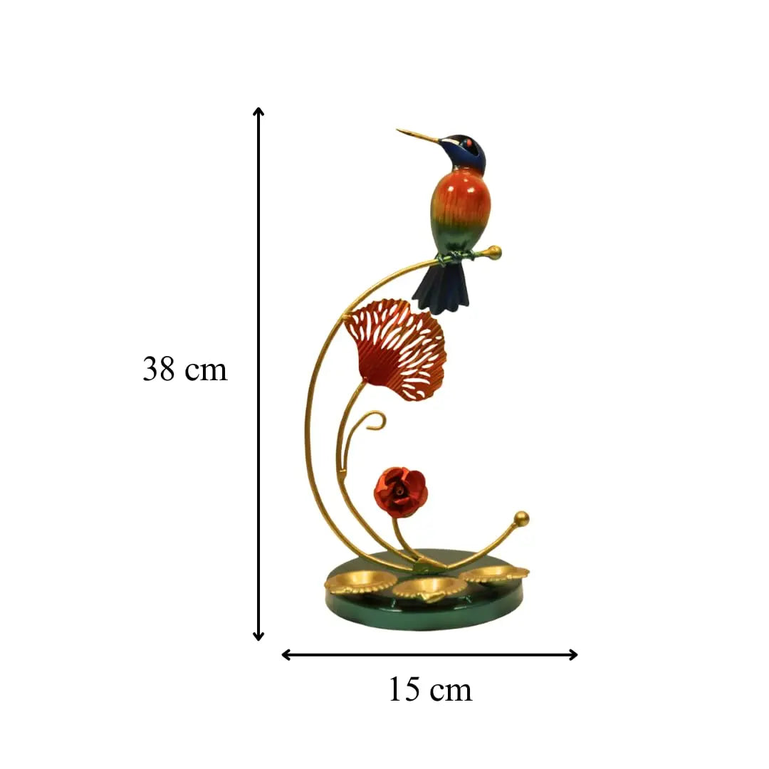 Bird floral tealight candle holder size