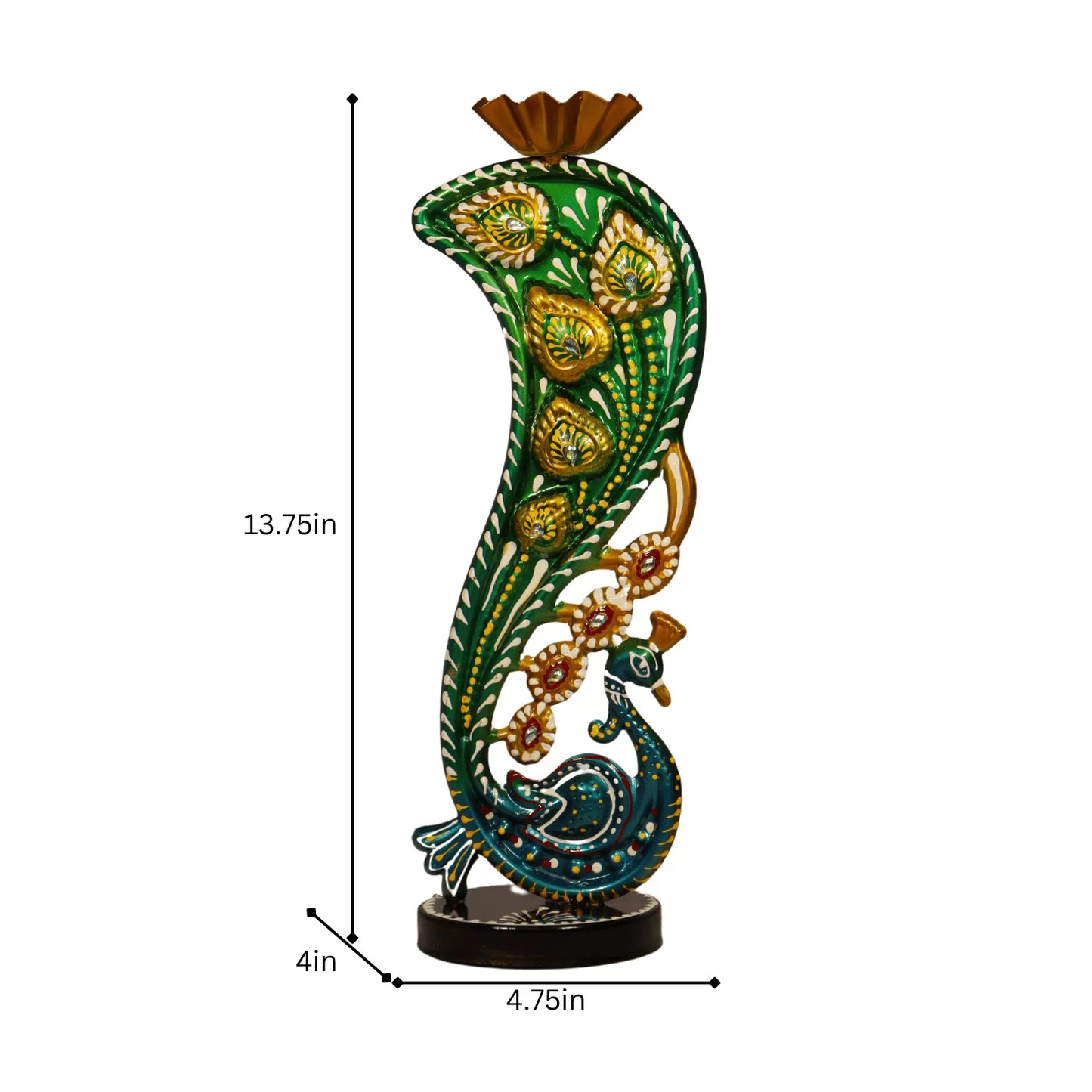 Decorative candle holder inspired by peacock artwork and cultural design