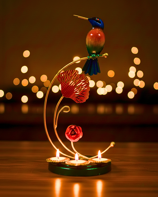 Handcrafted Iron Bird Tealight Candle Holder