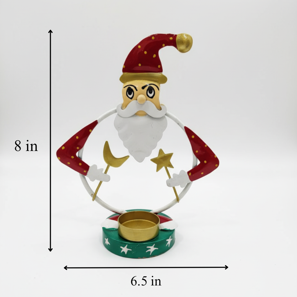 Metal Santa Tea Light Candle Holder