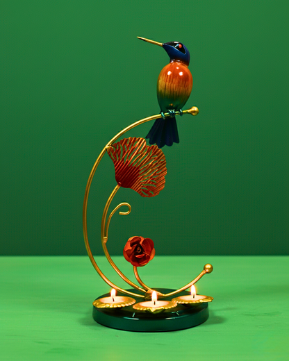 Handcrafted Iron Bird Tealight Candle Holder