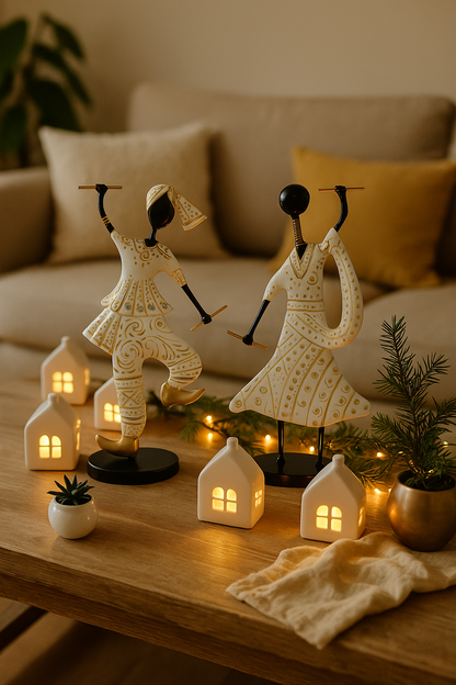Dancing Couple Figurines in White