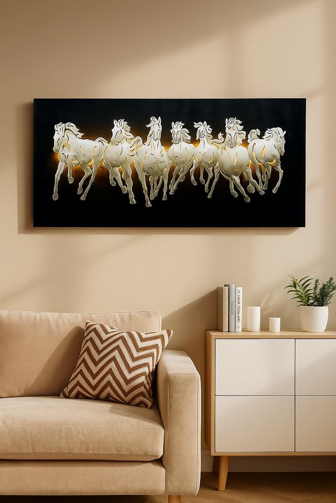7 Running Horses LED Wall Art