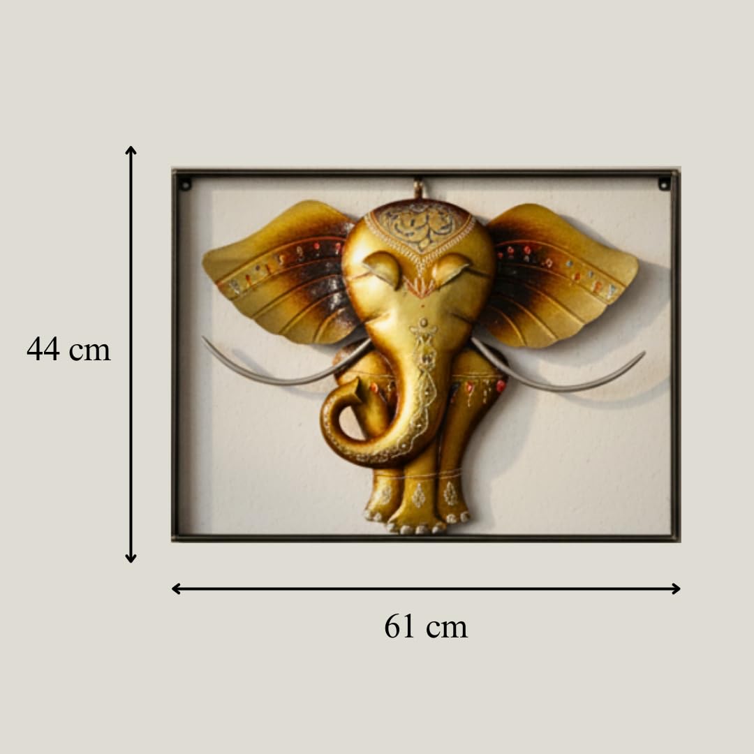3 panel Lord Ganesha metal wall art size