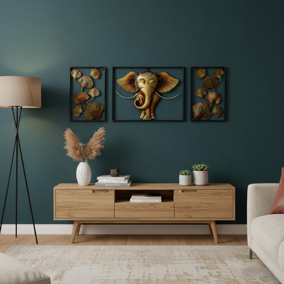 Spiritual metal wall art featuring Lord Ganesha
