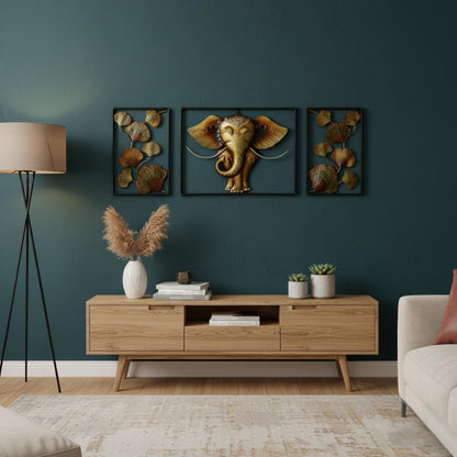 Spiritual metal wall art featuring Lord Ganesha