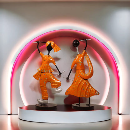 Dancing Couple Figurines in Orange