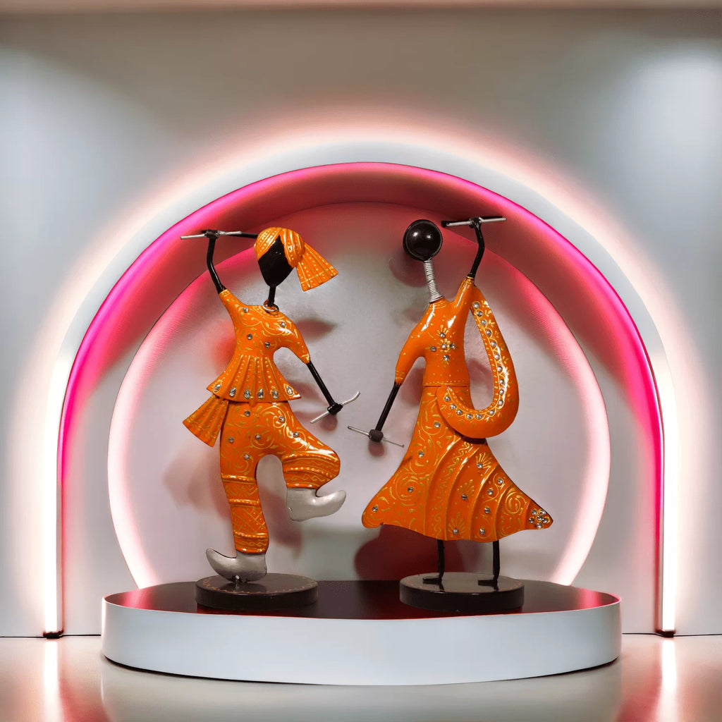 Dancing Couple Figurines in Orange