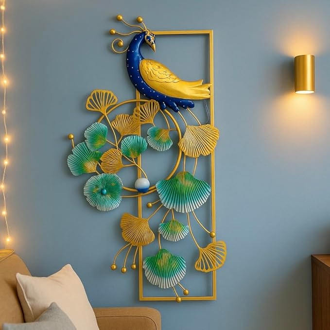 Majestic Cyan Peacock Wall Decor