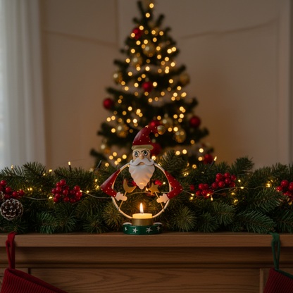 Metal Santa Tea Light Candle Holder
