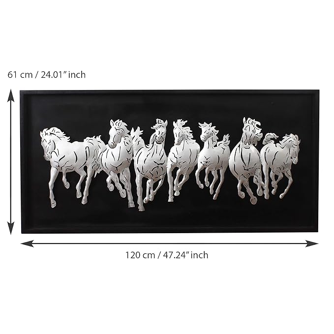 7 Running Horses LED Wall Art on Black Base