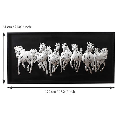 7 Running Horses LED Wall Art on Black Base