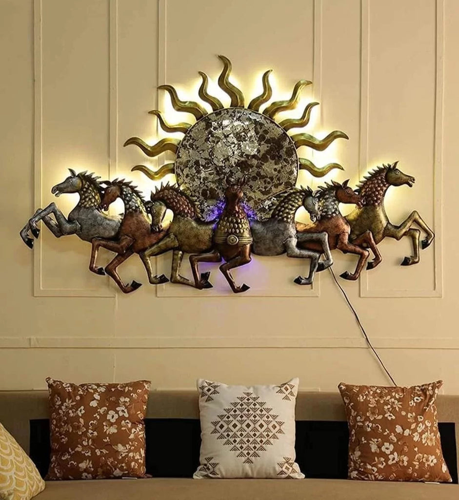 7 Horses Sun Large LED Enabled Gold and Copper
