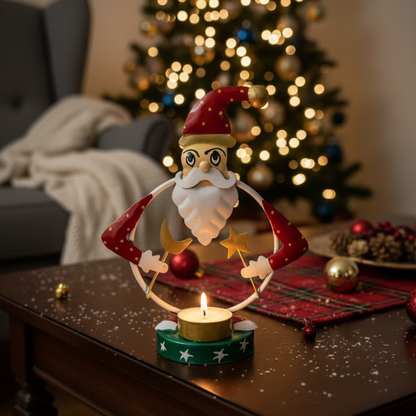 Metal Santa Tea Light Candle Holder