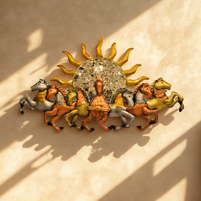7 Horses Sun Large LED Enabled Gold and Copper