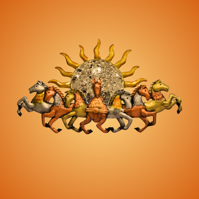 7 Horses Sun Large LED Enabled Gold and Copper