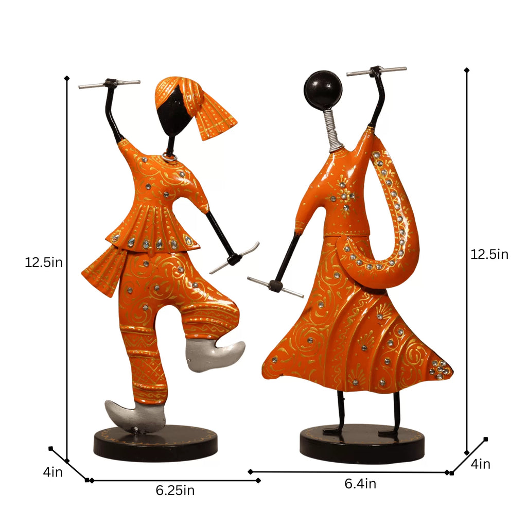 Dancing Couple Figurines in Orange