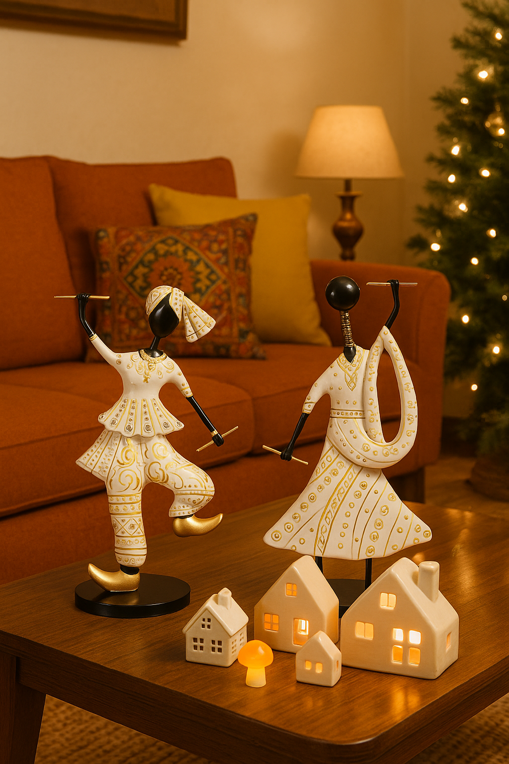 Decorative dancing couple figurine for living room table decor